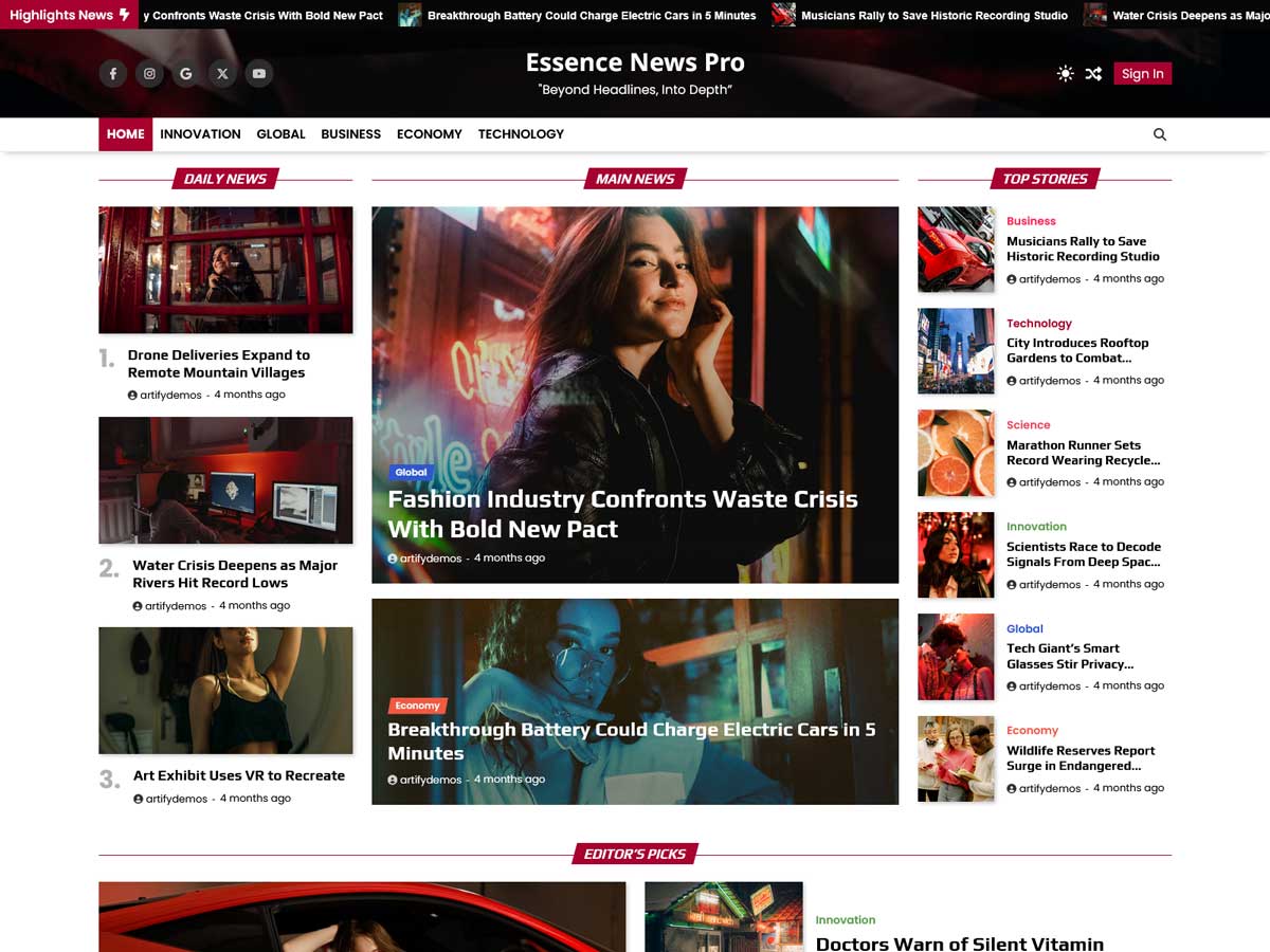 قالب جذاب وردپرس وبلاگی Essence News WordPress